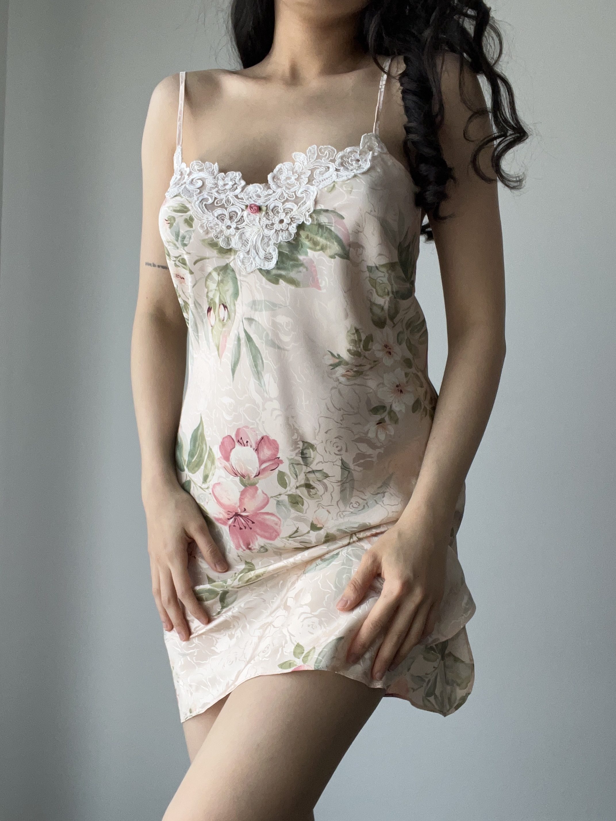 Bias-cut gown, lace hem — detail