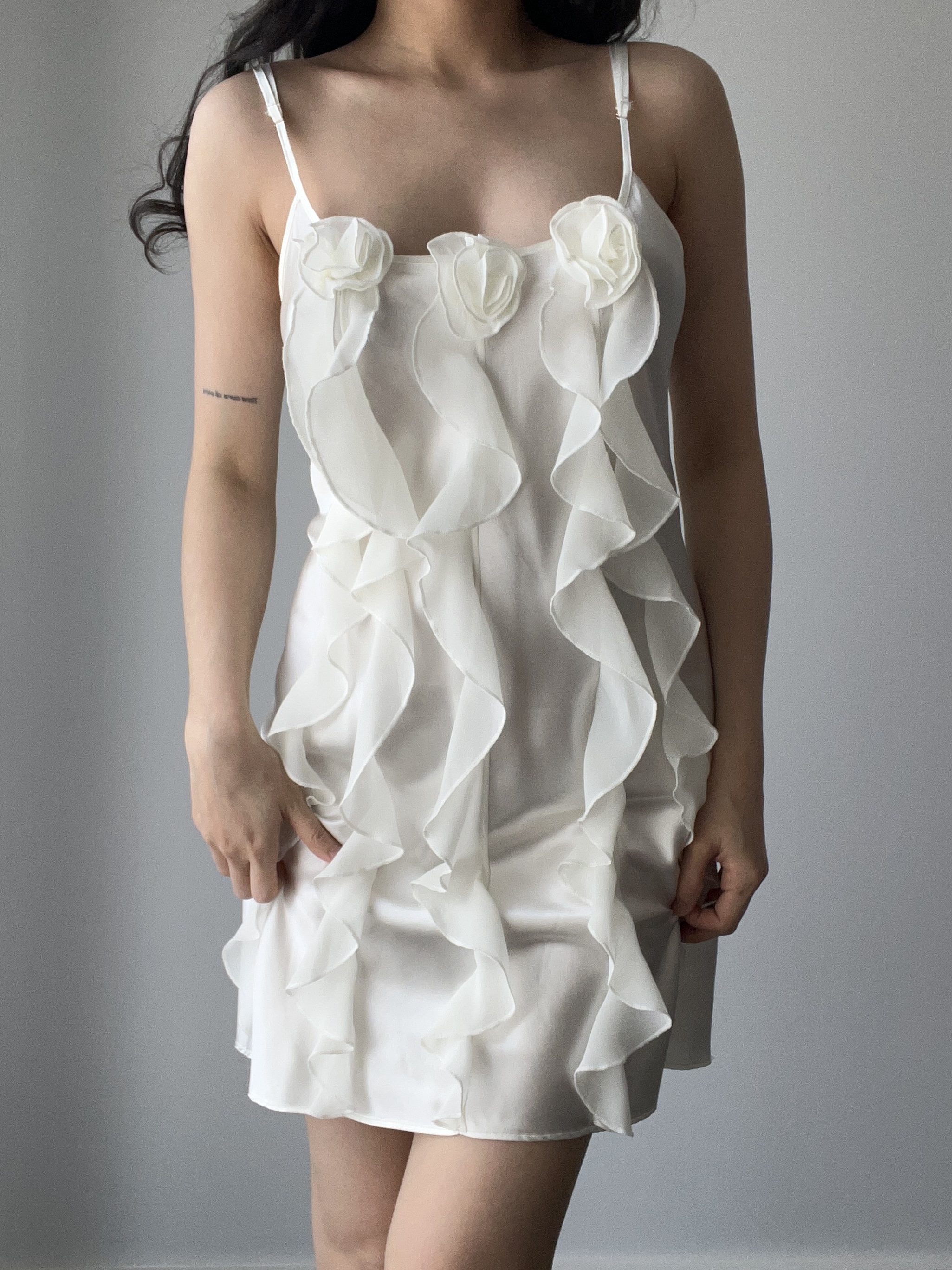Bias-cut slip gown, black — front