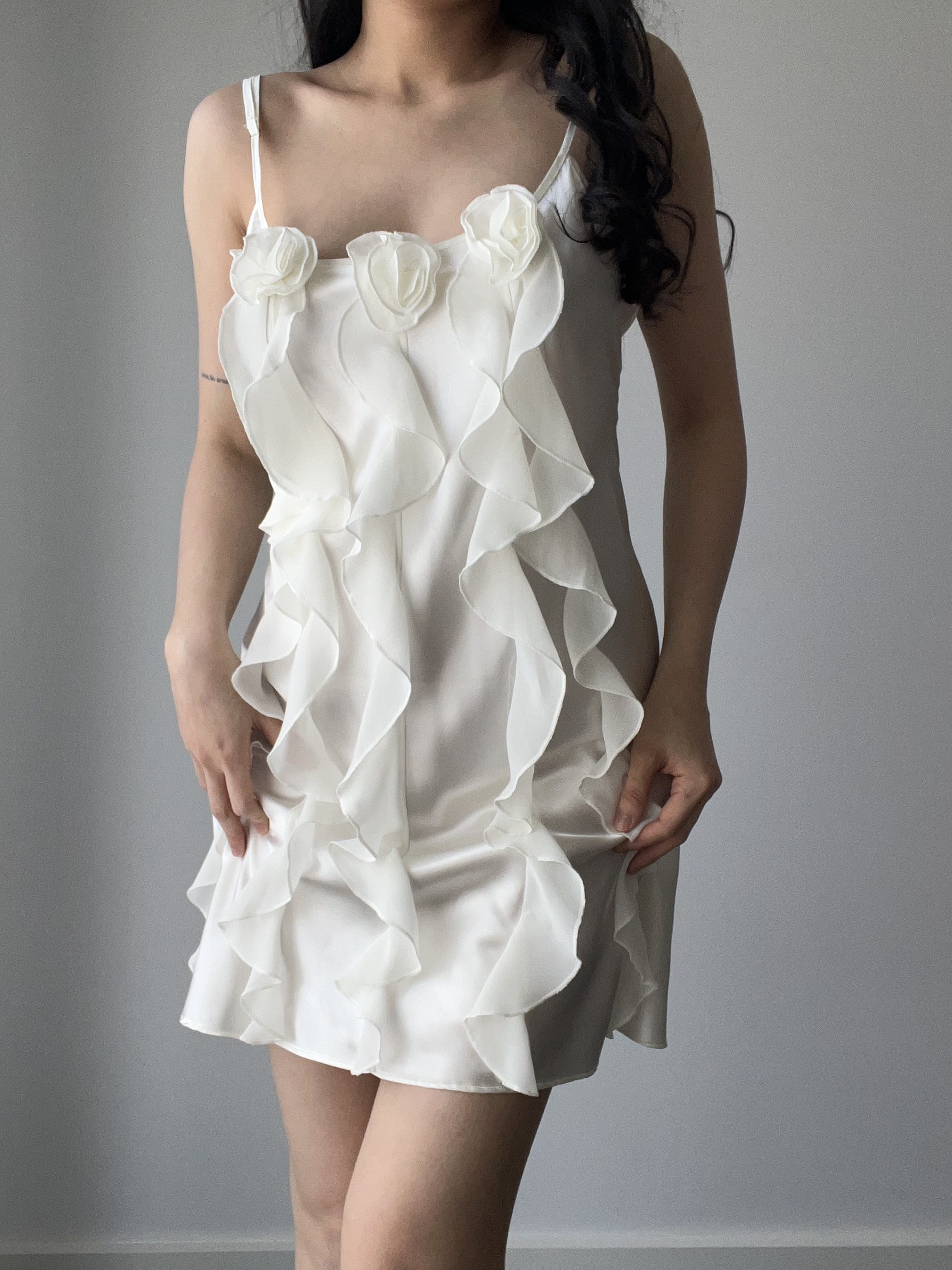 Bias-cut slip gown, black — detail