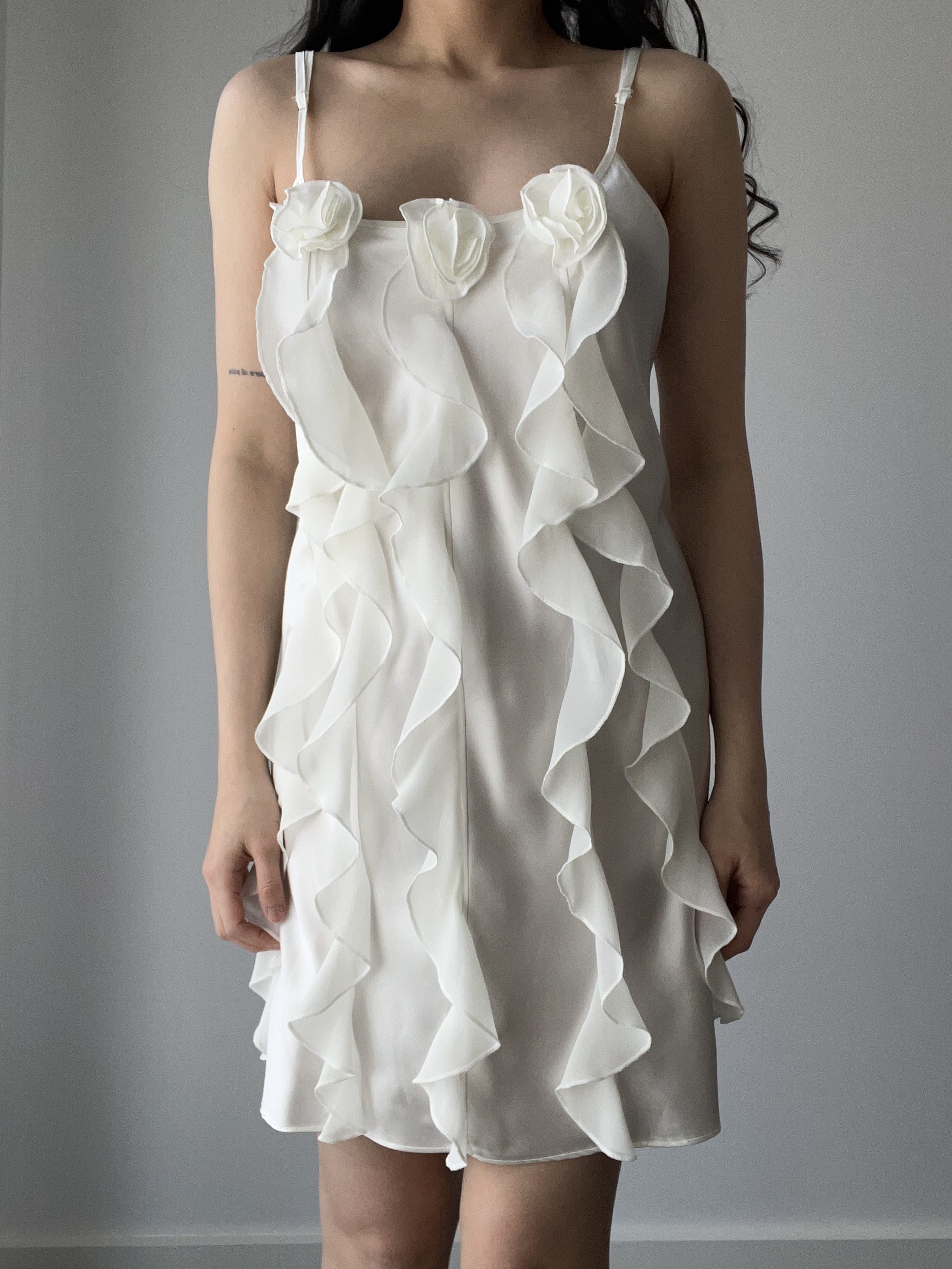 Bias-cut slip gown, black — detail