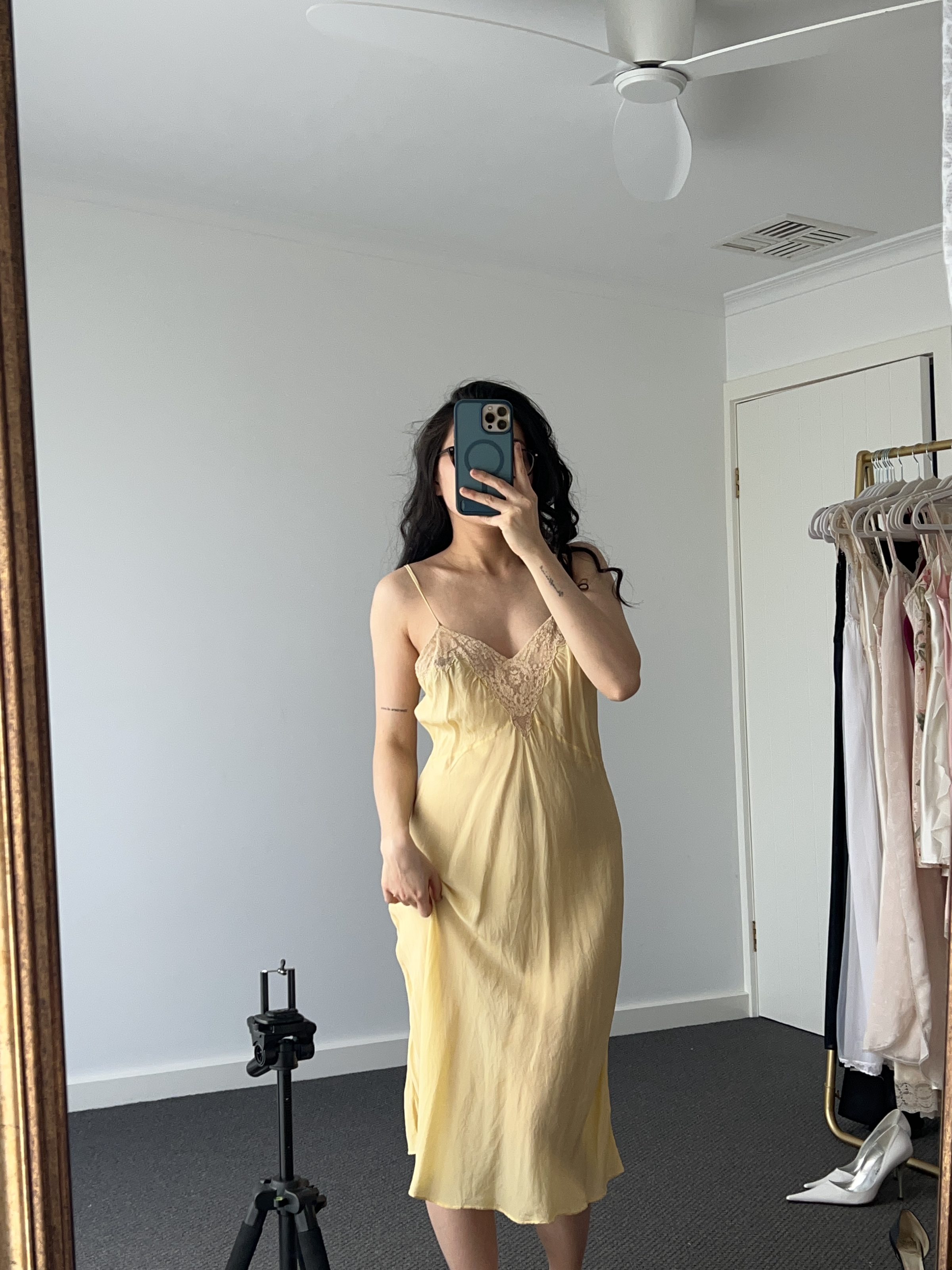 Lace peignoir, ivory — front
